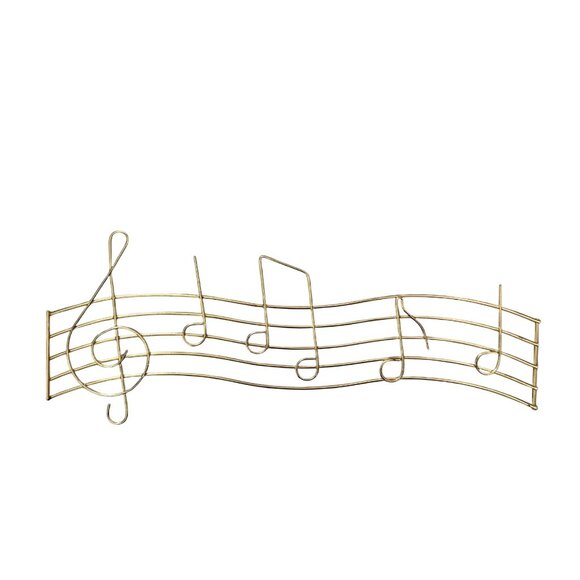 Goldtone Metal Music Note Wall Hanging Decor Treble Clef Jewelry Holder Singers - Picture 4 of 9